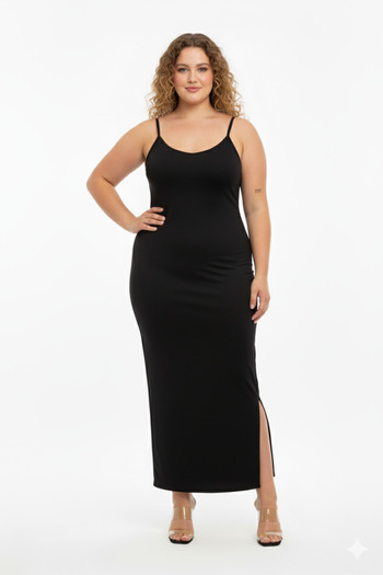 CNG MODA Thin Strap Slit Detailed Modal Dress