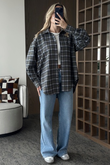 Laluvia Green Plaid Shirt - 2226