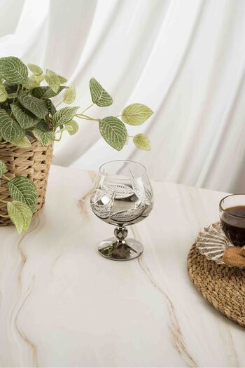 crystalhome 6-Pack Silver Leaf Crystal Coffee Side Dish 250ml