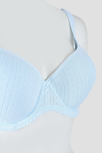 LOYA Blue Soft Cotton Covered Unpadded Bra