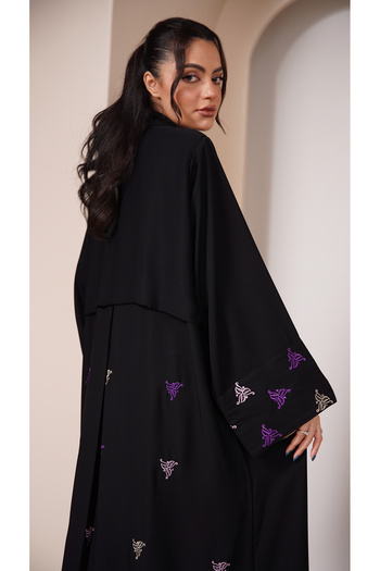 outline Casual formal abaya with colorful embroidery