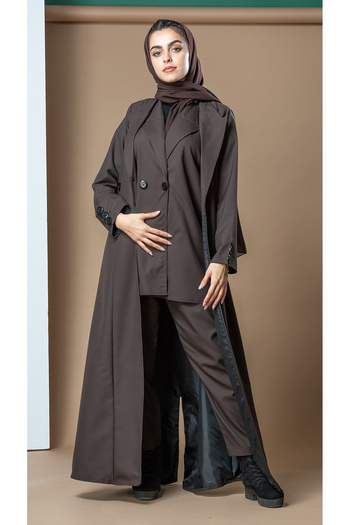 outline Three-piece formal abaya in brown