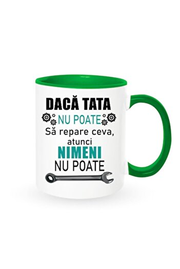 OEM Personalized Mug with Message: 'If Dad Can't Fix It, Then No One Can', Betaprint, White with Green I