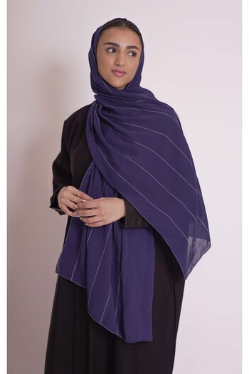outline Navy blue striped veil