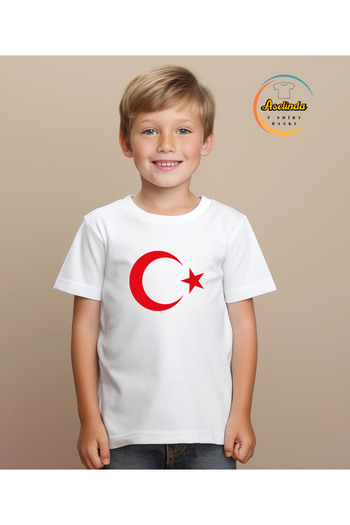 ASELİNDA Moon and Star (Turkish Flag T-Shirt) White Combination T-Shirt (Add 2 Items to Make a Combination)
