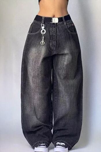 Karakedi Baggy Black Washed Loose Jeans