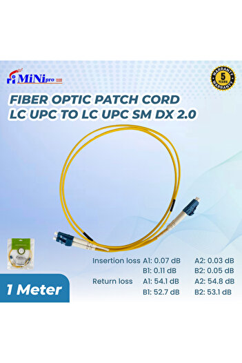 Mini pro Fiber Optic Patch Cord LC to LC/UPC Patch Cable-1Meter | Single Mode Simlex,9/125 UPC 2.0mm LSZH