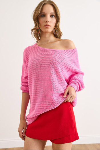 Olalook Women's Fuchsia Thessaloniki Casual Knitwear Sweater Kzk-19000051