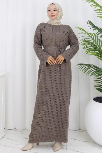 hafsamina Lined Openwork Dress Brown Hm2839