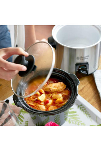 RUSSELL HOBBS Slow Cooker Compact Home 25570-56, 145W, 2l, 3 temp. setting, Ceramic pot, Black/steel