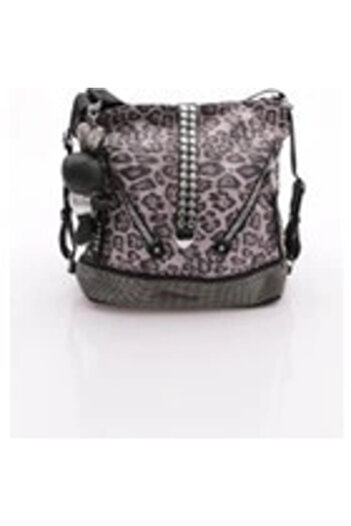idimilla Eyesof Hunter Black Leather Shoulder Bag