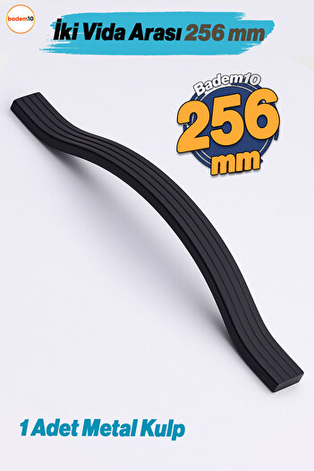 Badem10 Acacia Black Striped Metal Furniture Handle 256 mm Screw Spacing Rustproof Sturdy Long-Lasting Design