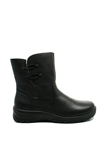 Rieker Women's Black Boots with Faux Fur and Decorative Zipper