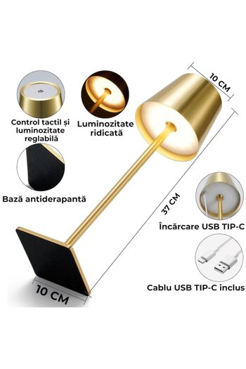 varioshop Rechargeable Touch LED Table Lamp VarioShop, Ambient Lamp with Touch Control, 3 Color Temperatures,