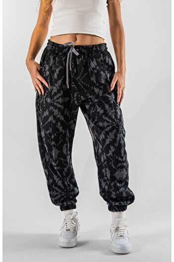 Superbluemexico Women's Jacquard Front and Back Single Pleated Jogger Pants