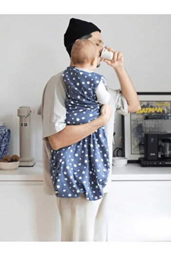 PAMUK HANIM Outlet Fiber-Free Bag 1.0 Tog Girl - Boy Baby-Child Sleeveless Zippered Sleeping Bag/Dark Blue with Spots