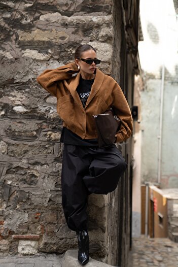 MAİ COLLECTİON Bandera Camel Unisex Bomber Jacket