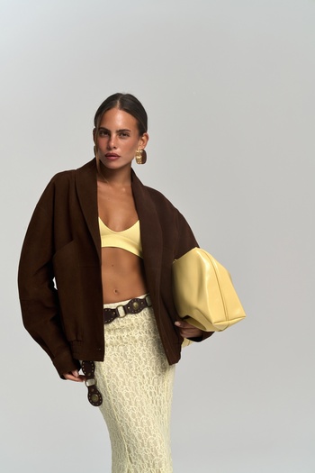 MAİ COLLECTİON Bandera Brown Unisex Bomber Jacket
