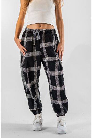 Superbluemexico Women's Jacquard Front and Back Single Pleated Jogger Pants