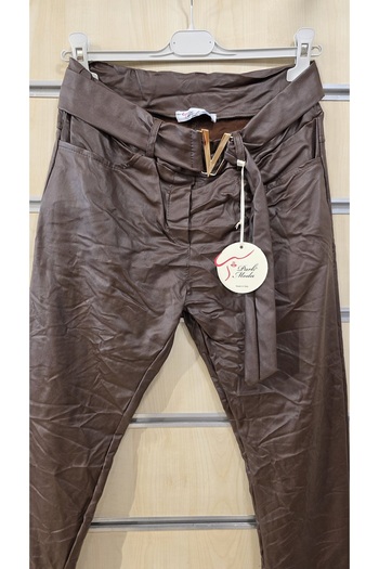 Park Moda Italian Leather Trousers with V Buckle