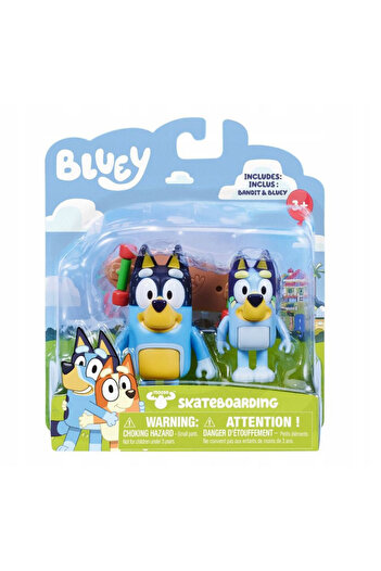 moose Set of 2 Bluey figurines - Bluey & Bandit, Skateboard
