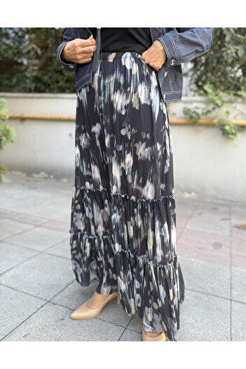 DenizEge Patterned Chiffon Skirt