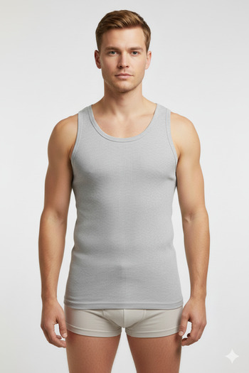FAMESTEKSTİL 6-Pack Men's Gray Combed Cotton Tank Tops