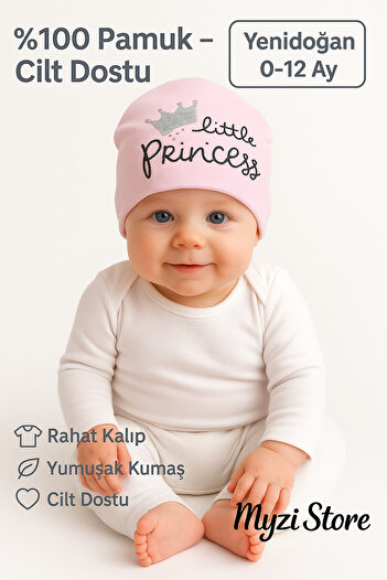 MYZİ STORE Baby Hat – 100% Cotton, Patterned & with Accessories – 0-12 Months