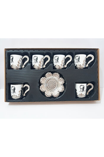 renkli çiçekler Porcelain Cup Set Copper-Plated Porcelain Pouring Coffee Cup with Coaster Plate