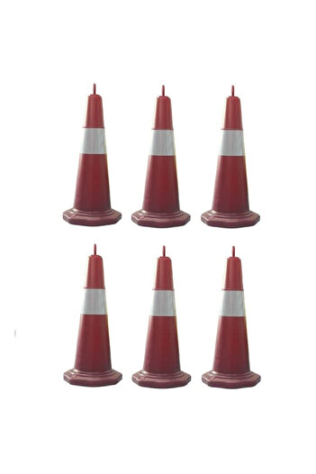 Generic Traffic Safety Cone 1m Plastic with Reflective Strips X 6PCS