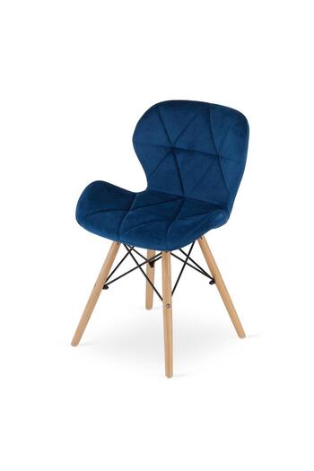 Leobert Scandinavian style chair, Artool, Lago, velvet, wood, navy blue, 48x52.5x74 cm