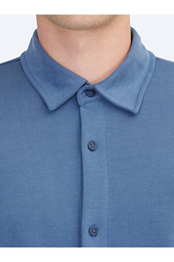 Kip Mavi Düz Regular Fit Casual Gömlek