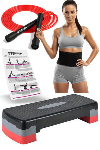 Delta 2-Step Step Board Set of 3 |   Home Fitness Jump Rope and Sweat Belt Cardio Machine