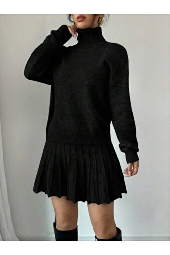 LOBOLIC Modern Design High Neck Knitwear Sweater Skirt Set
