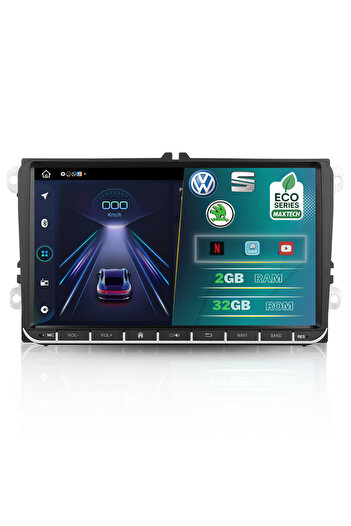 MaxTech Navigatie Volkswagen/Skoda/Seat dedicata, Android 10, 2GB Ram 32GB Memorie, Ecran 9” HD Touch, Waze