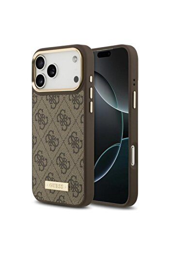 Guess Original iPhone 17 Pro Max Hardcase 4G Logo Plate MagSafe, brown