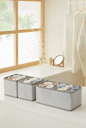 PH Prendi Home 3 Piece Drawer and Cabinet Organizer Box Set, Multi-Purpose Organizer