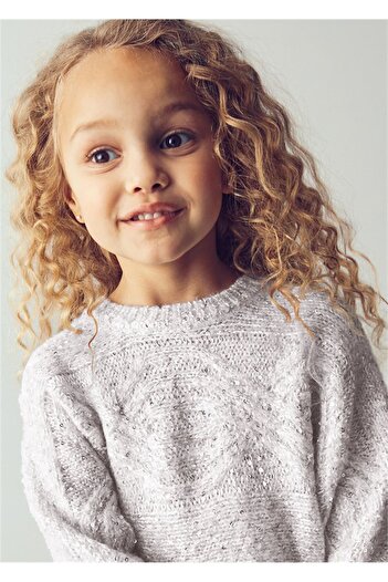 MAYORAL Girl's Sequin Detailed Sweater Gray 4306
