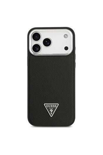 Guess Original Case iPhone 17 Pro Max Grained Triangle Logo MagSafe, Black