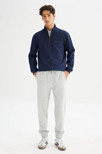 Lee Men's Navy Blue Men's Pique Interlock Half Zip Sweatshirt L2520312411-Darknavy