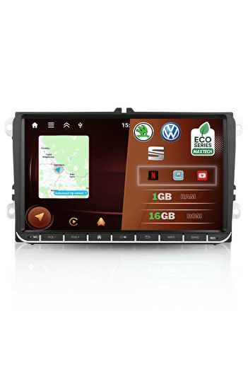 MaxTech Navigatie Volkswagen/Skoda/Seat dedicata cu Carplay, Android 10, Ecran 9” HD, Mirrorlink, Wifi, GPS