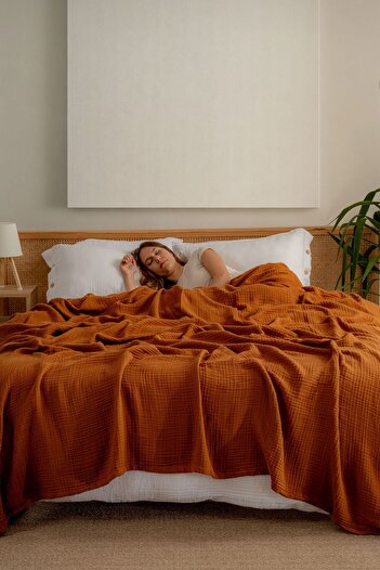 MYLASA HOME Muslin Bedspread Ultra Soft High Quality 4 Layers Muslin Pike (Single Size (180X240 cm)