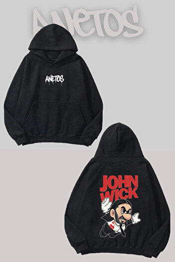 Anetos John Wick Back Printed Black Hooded Sweatshirt