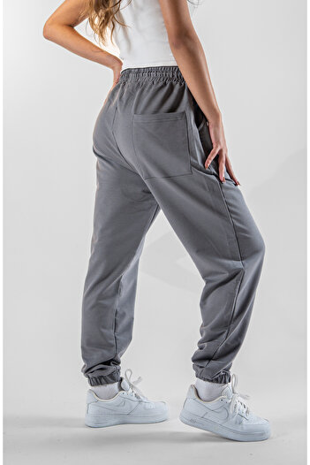 Superbluemexico Women's Gray Jogger Pants with Elasticated Cuffs