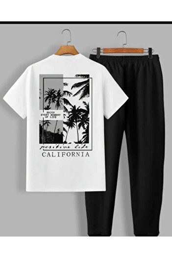 ORVIO Group Men's California Printed T-Shirt and Sweatpants Set