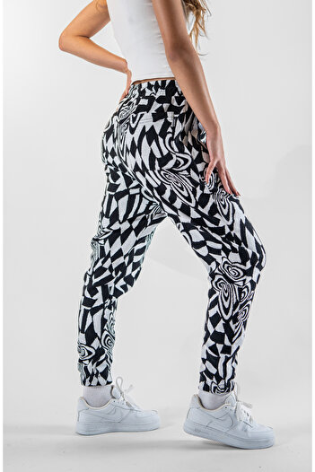 Superbluemexico Women's Jacquard Elasticated Jogger Pants
