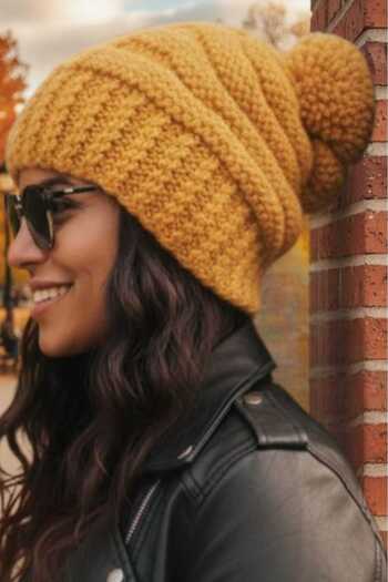 Trenderrs Women's Winter Pompom Thick Knitted Beanie