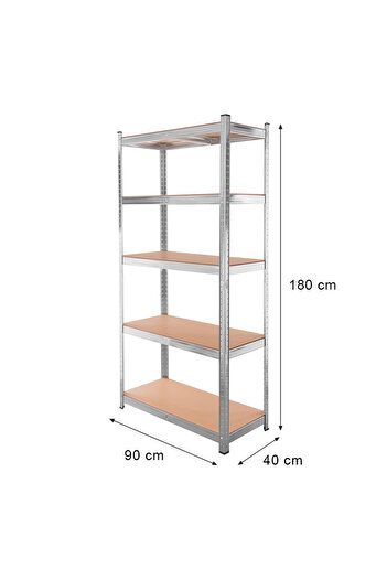 Other Mega-M Basic storage rack H-180 cm L-90 cm D-40 cm 5 shelves made of 4 mm MDF (175 kg) galvanized N