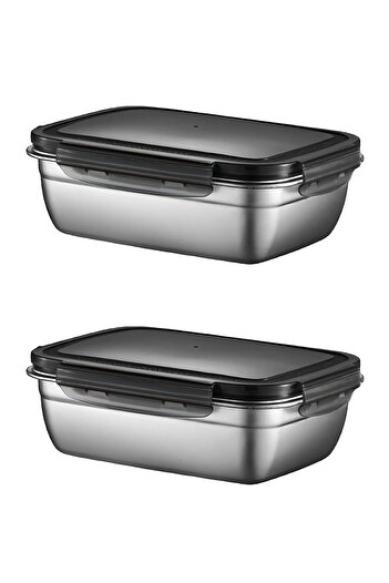 Chavin 2 Pieces 304 Steel 850 ml Food Fruit Meat Refrigerator Nutrition Storage Container Mt225