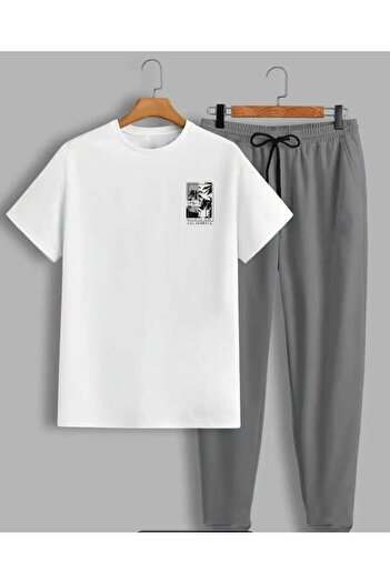 ORVIO Group Men's California Printed T-Shirt and Sweatpants Set